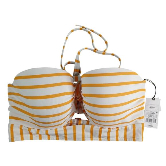 Shade & Shore Swimwear Womens 36DD Orange Stripe Bikini Top Underwire Padded NWT - Picture 1 of 8